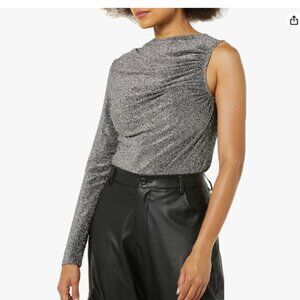 TEREA Women's Emiliana One Shoulder Metallic Ruched Top